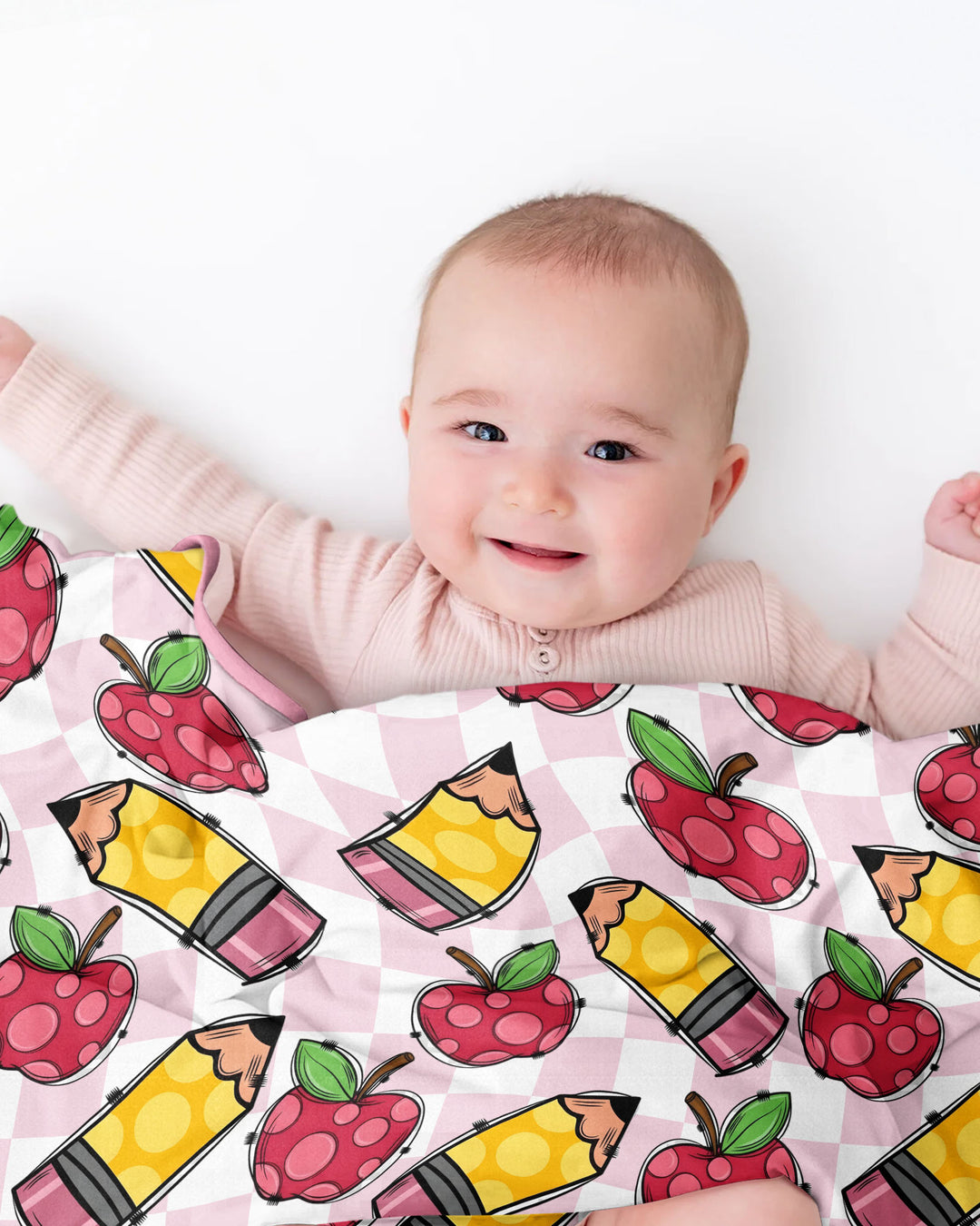 Checkered Apple Scribbles Bamboo Blanket