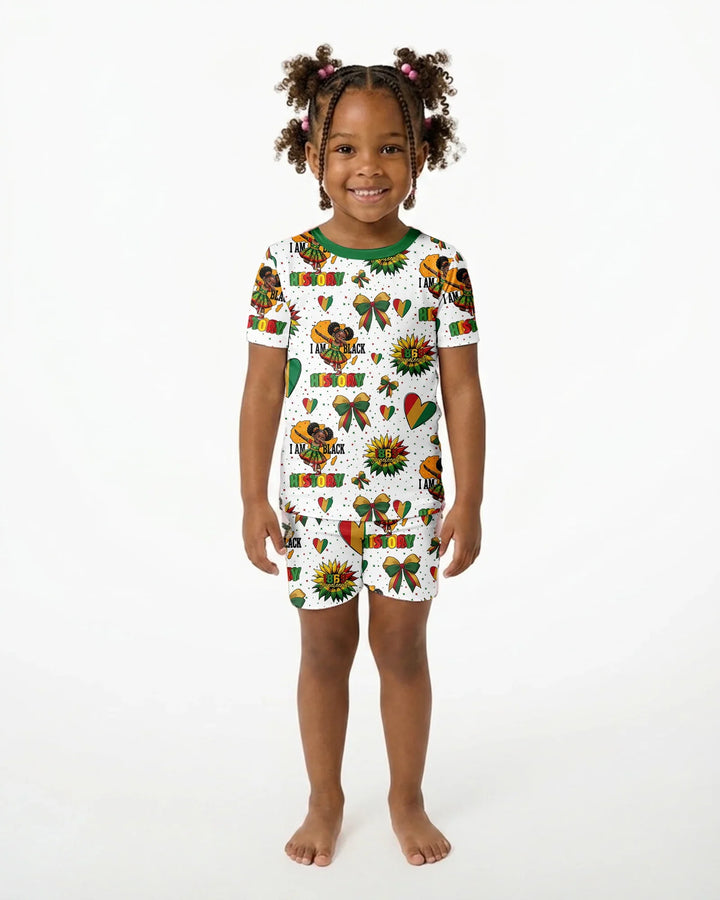 Juneteenth Girl I Am Black History Bamboo Two Piece Short Sleeve Shorts Pajama Set