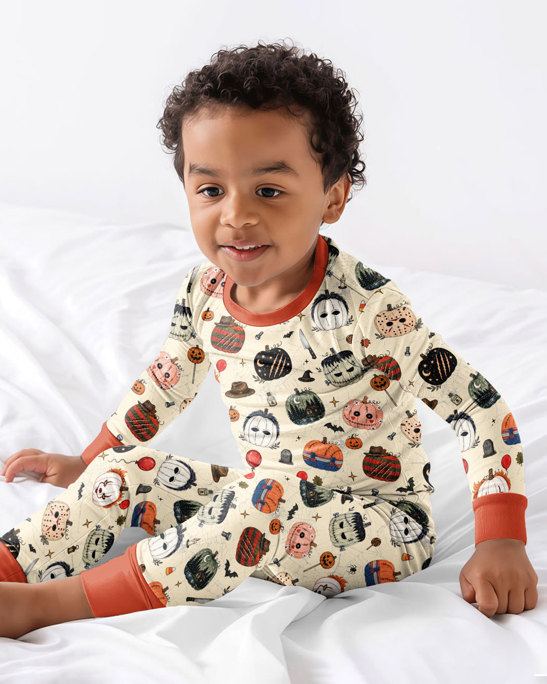 Horror Movie Pumpkins Bamboo Two Piece Long Sleeve Pajama Set