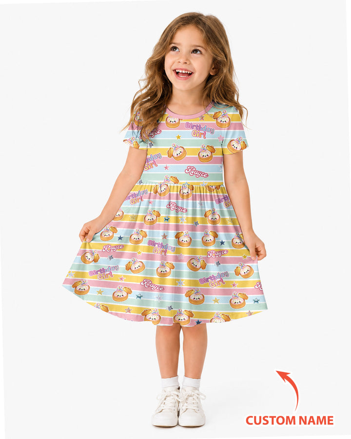 Custom Dumpling Birthday Girl Bamboo Twirl Dress