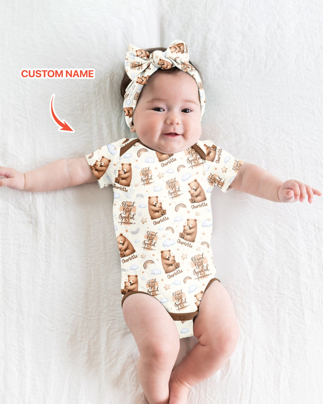 Custom Name Blessed By God Spoiled By Grandma Bamboo Bodysuit