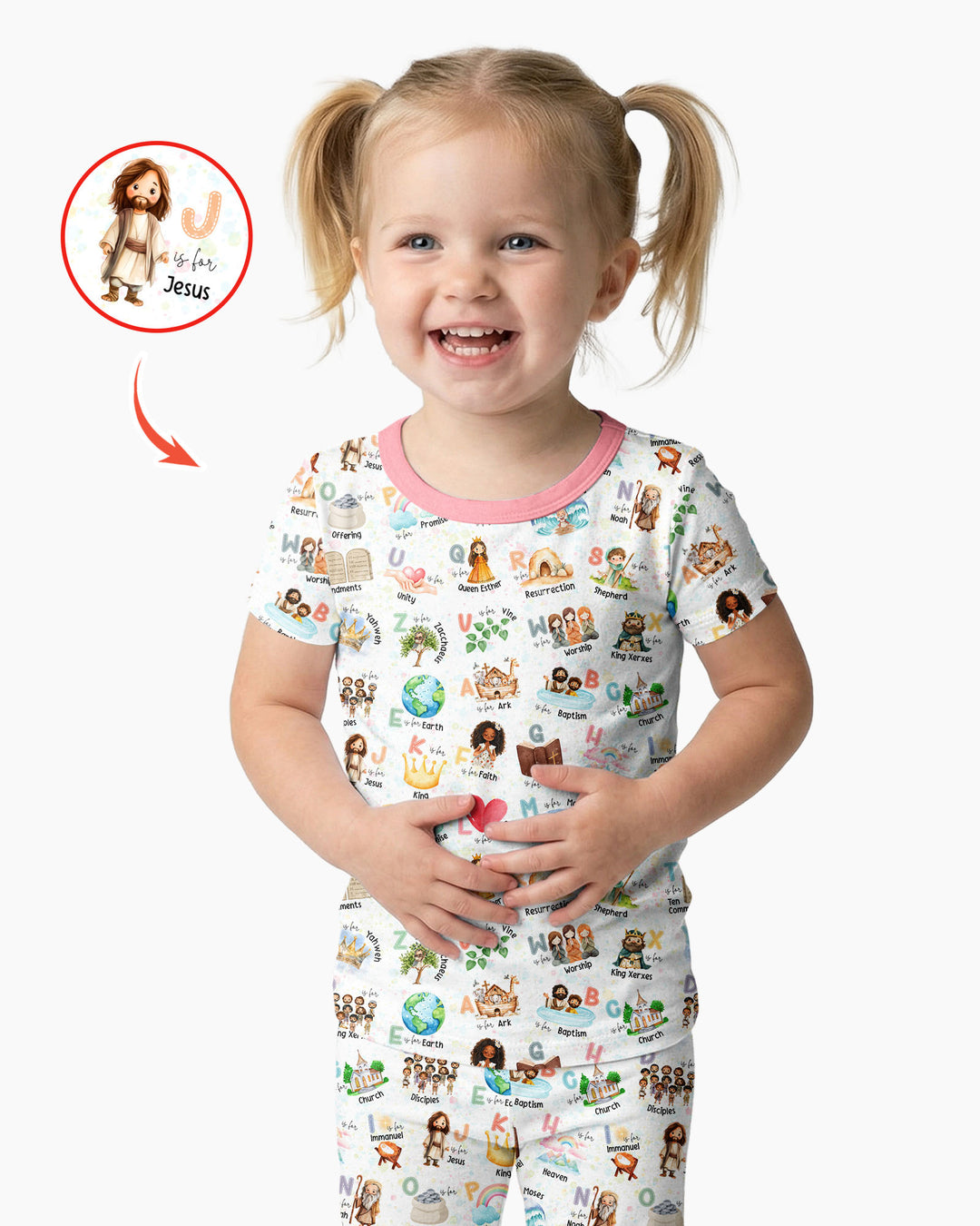 Bible ABC Alphabet Bamboo Two Piece Short Sleeve Pajama Set