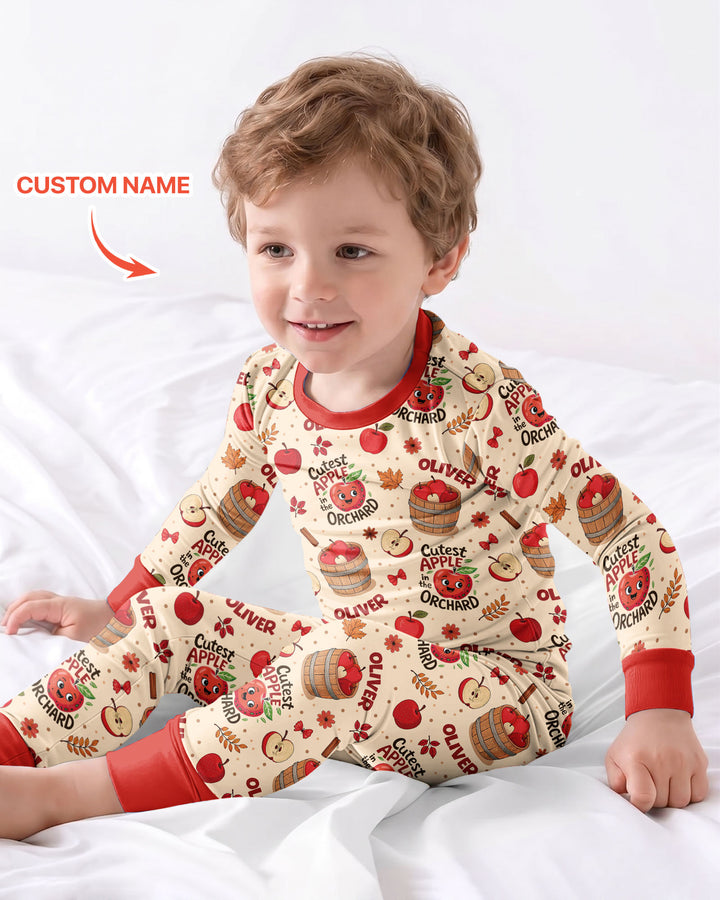 Cutest Apple In The Orchard Bamboo Two Piece Long Sleeve Pajama Set