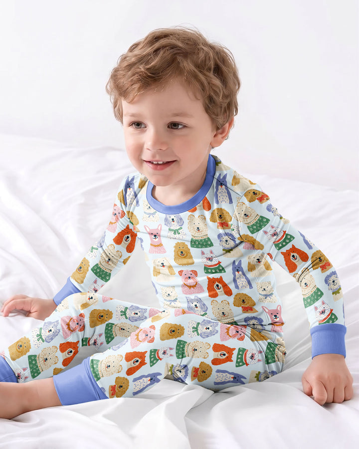 Puppy Portrait Bamboo Two Piece Long Sleeve Pajama Set