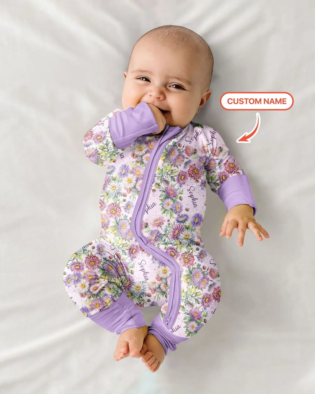 Custom Name Birth Month Flowers Bamboo Convertible Zippy