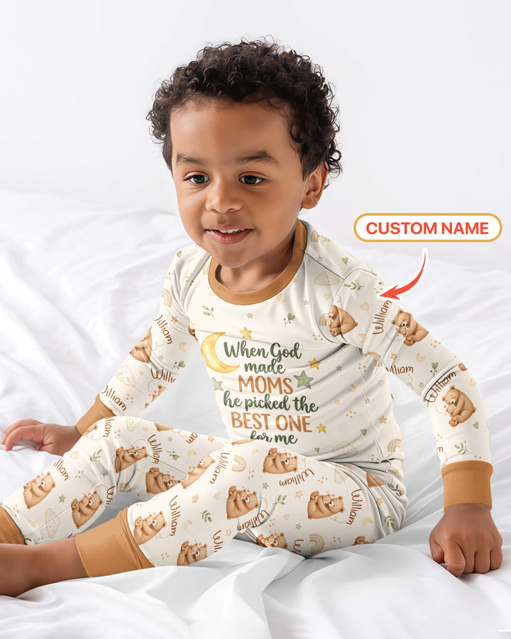 When God Made Moms Bamboo Two Piece Long Sleeve Pajama Set