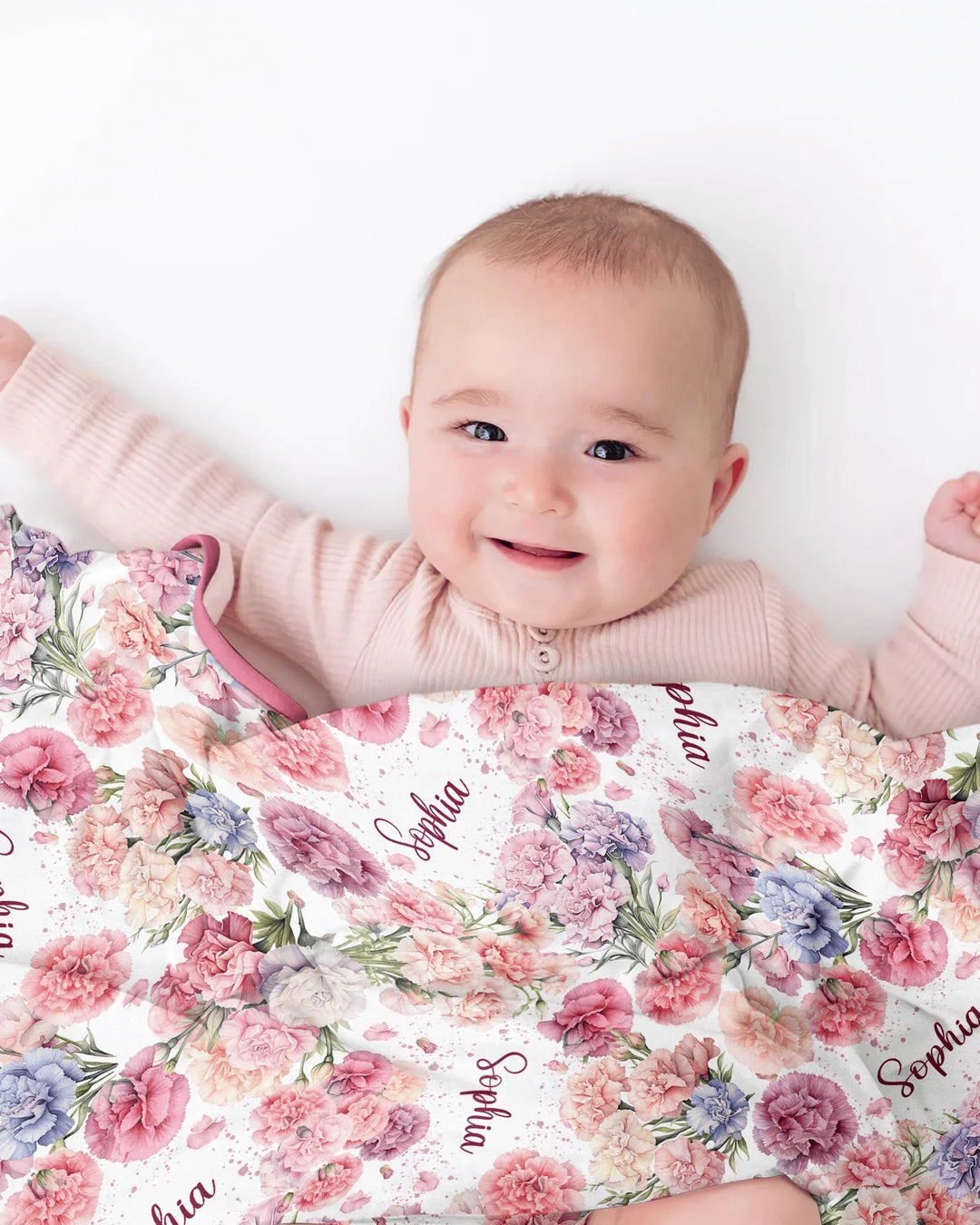Custom Name Birth Month Flowers Bamboo Blanket