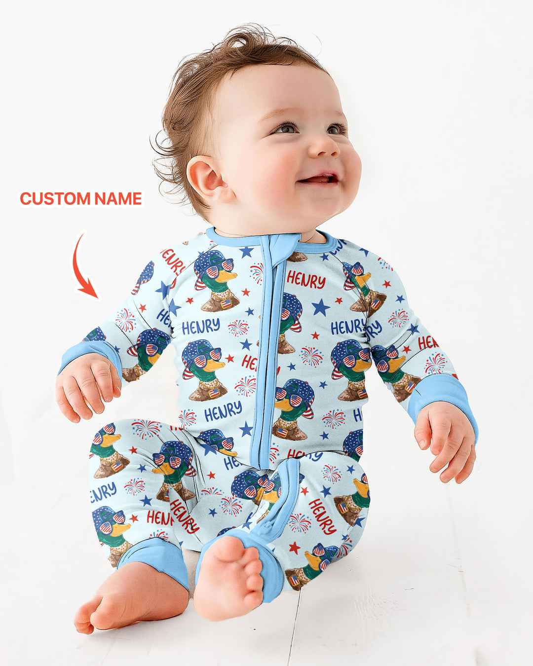 Custom Name Patriotic Mallard Duck Bamboo Convertible Zippy