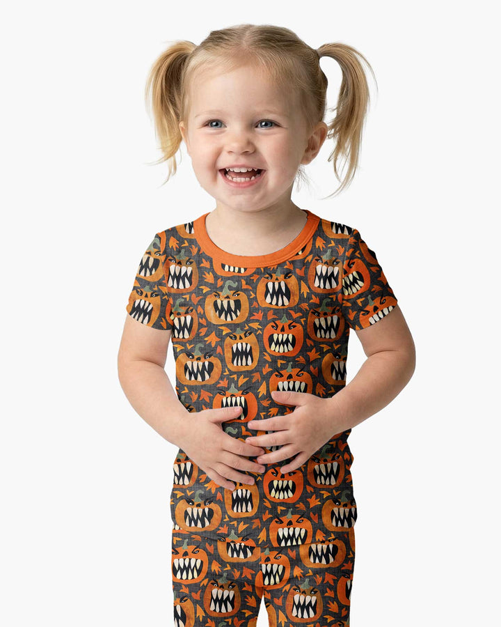 Pumpkin Monsters Bamboo Two Piece Short Sleeve Pajama Set