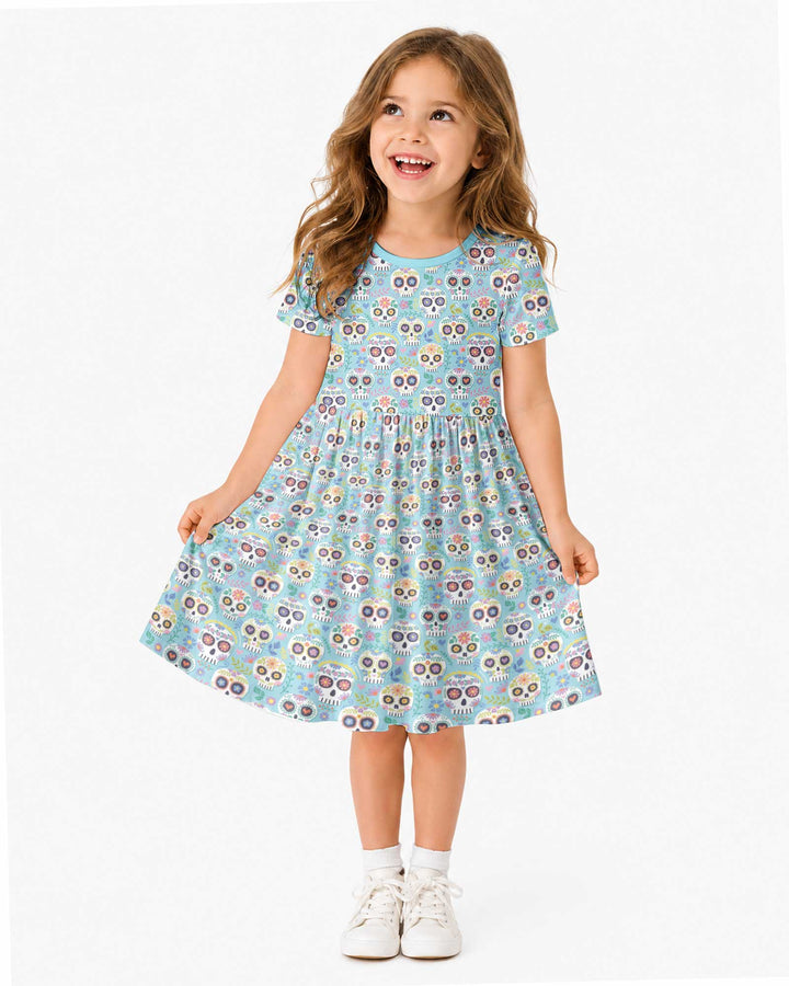 Floral Skull  Bamboo Twirl Dress