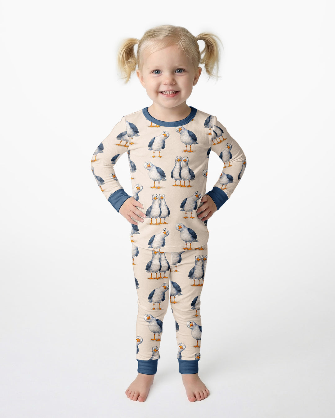 Goofy Seagulls Bamboo Two Piece Long Sleeve Pajama Set