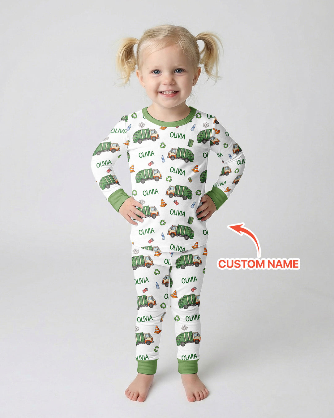 Custom Name Garbage Day Bamboo Two Piece Long Sleeve Pajama Set