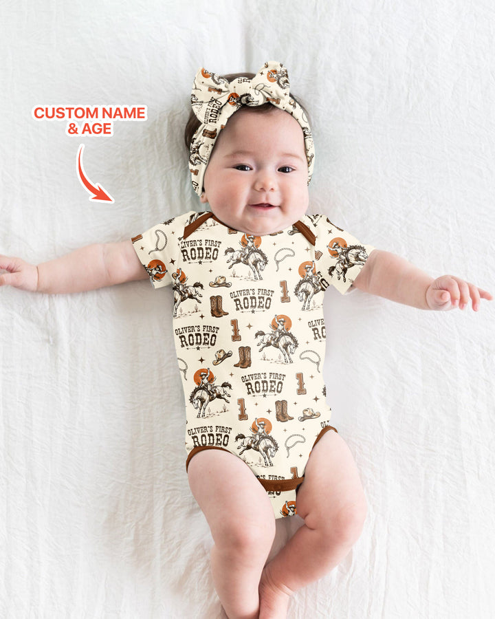 Custom Name Birthday Rodeo Bamboo Bodysuit
