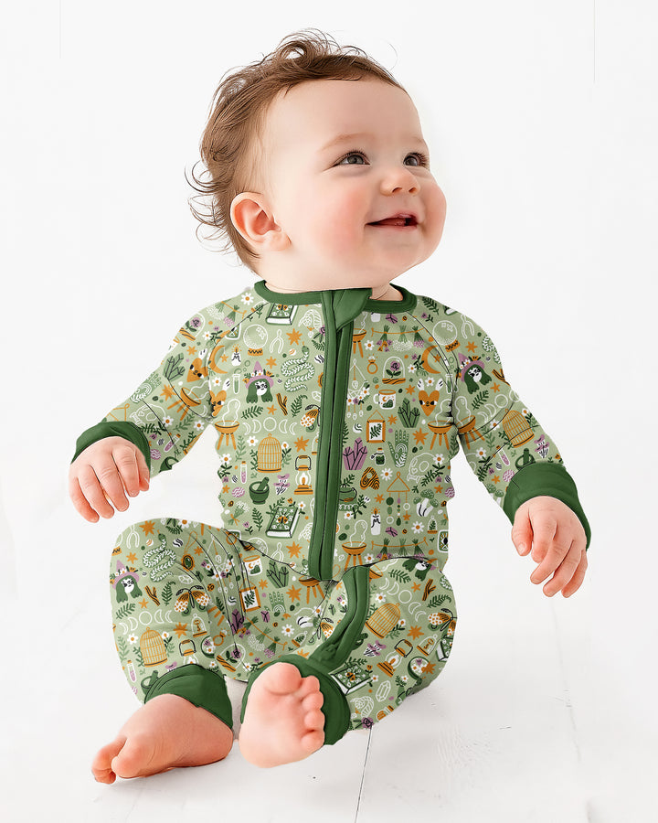 Boho Witchy Celestial Magic Floral Bamboo Convertible Zippy