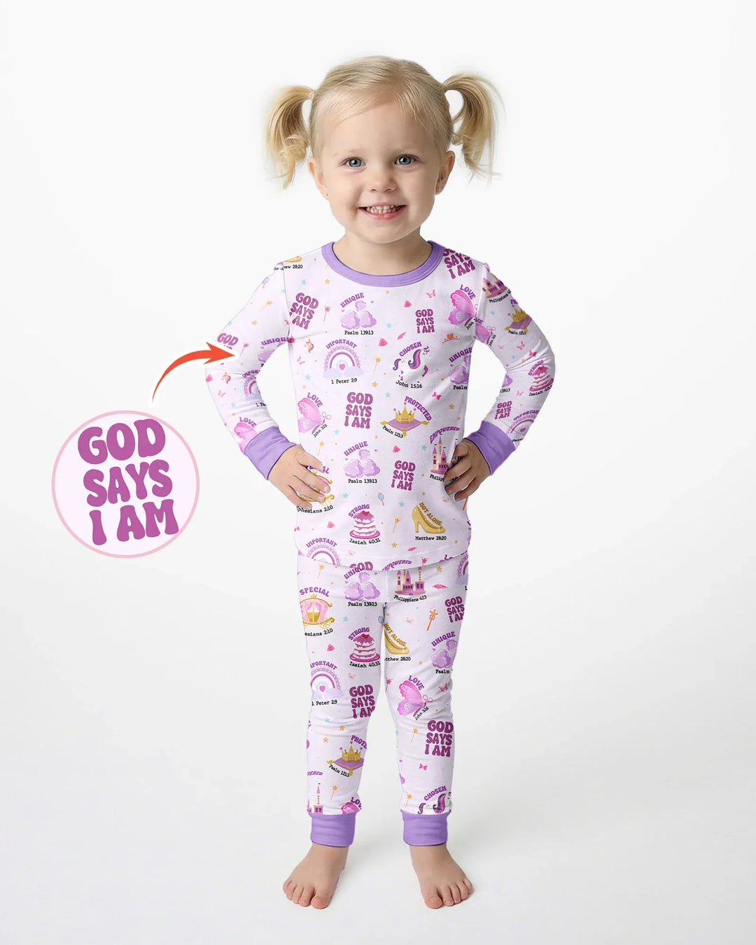 God Says I Am Girl Bamboo Two Piece Long Sleeve Pajama Set