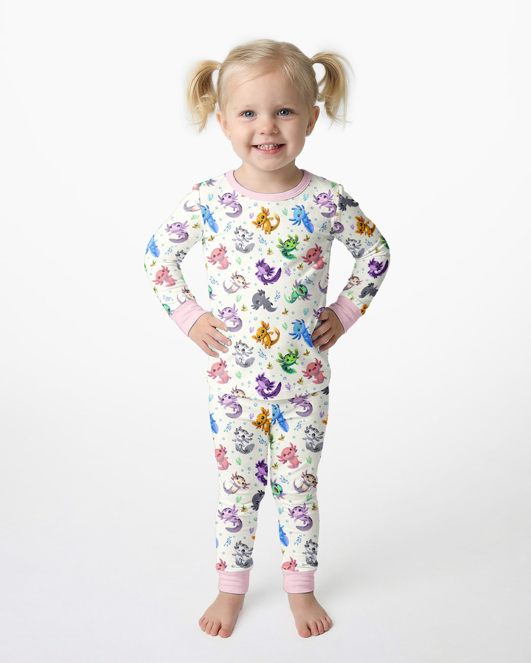 I Love You Axolotl Bamboo Two Piece Long Sleeve Pajama Set