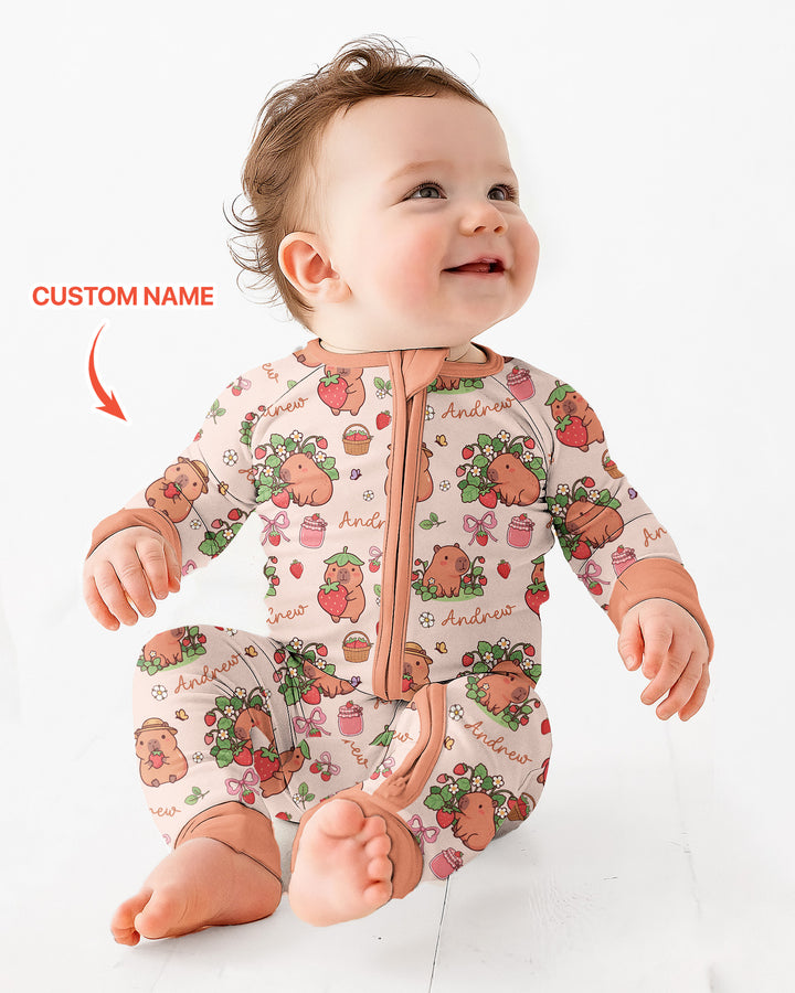 Custom Name Capybara Strawberry Bamboo Convertible Zippy