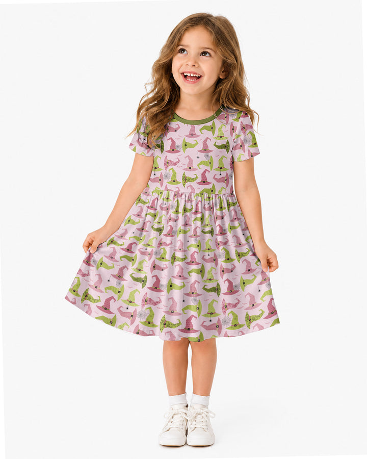 Pink Witch Hat Halloween Bamboo Twirl Dress
