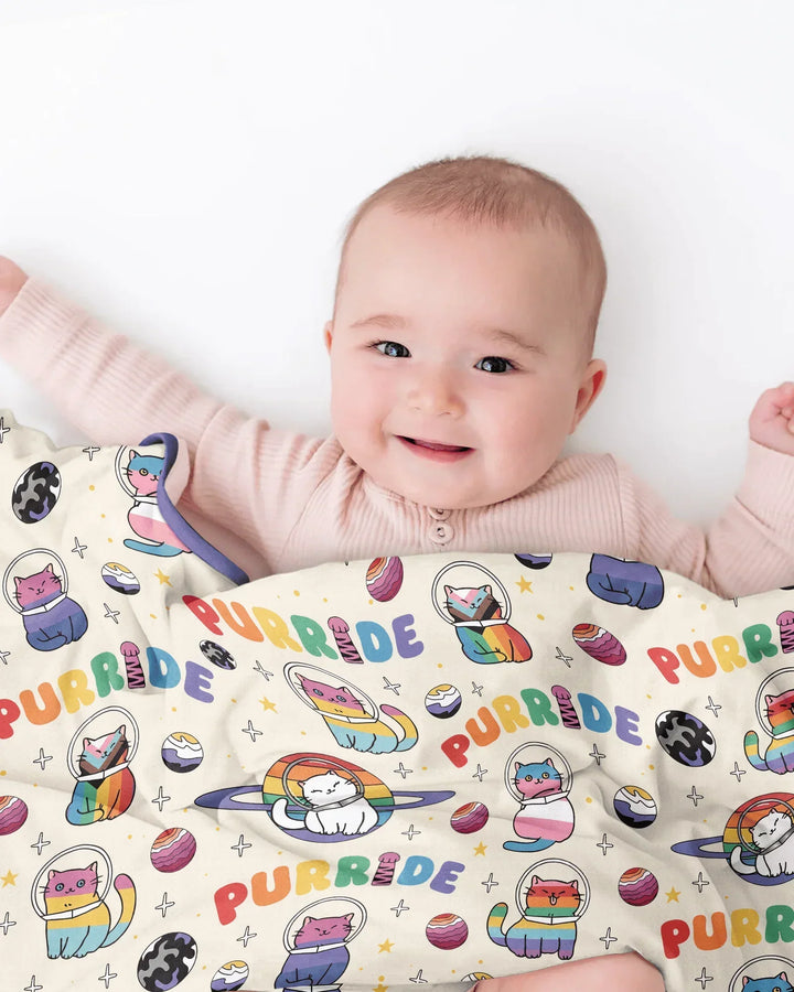 Rainbow Space Cats Family Matching Bamboo Blanket