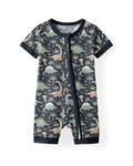 Navy Jurassic Jungle Bamboo Shorty Zippered Romper
