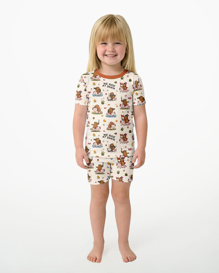 We Ride At Dawn Bamboo Two Piece Short Sleeve Shorts Pajama Set