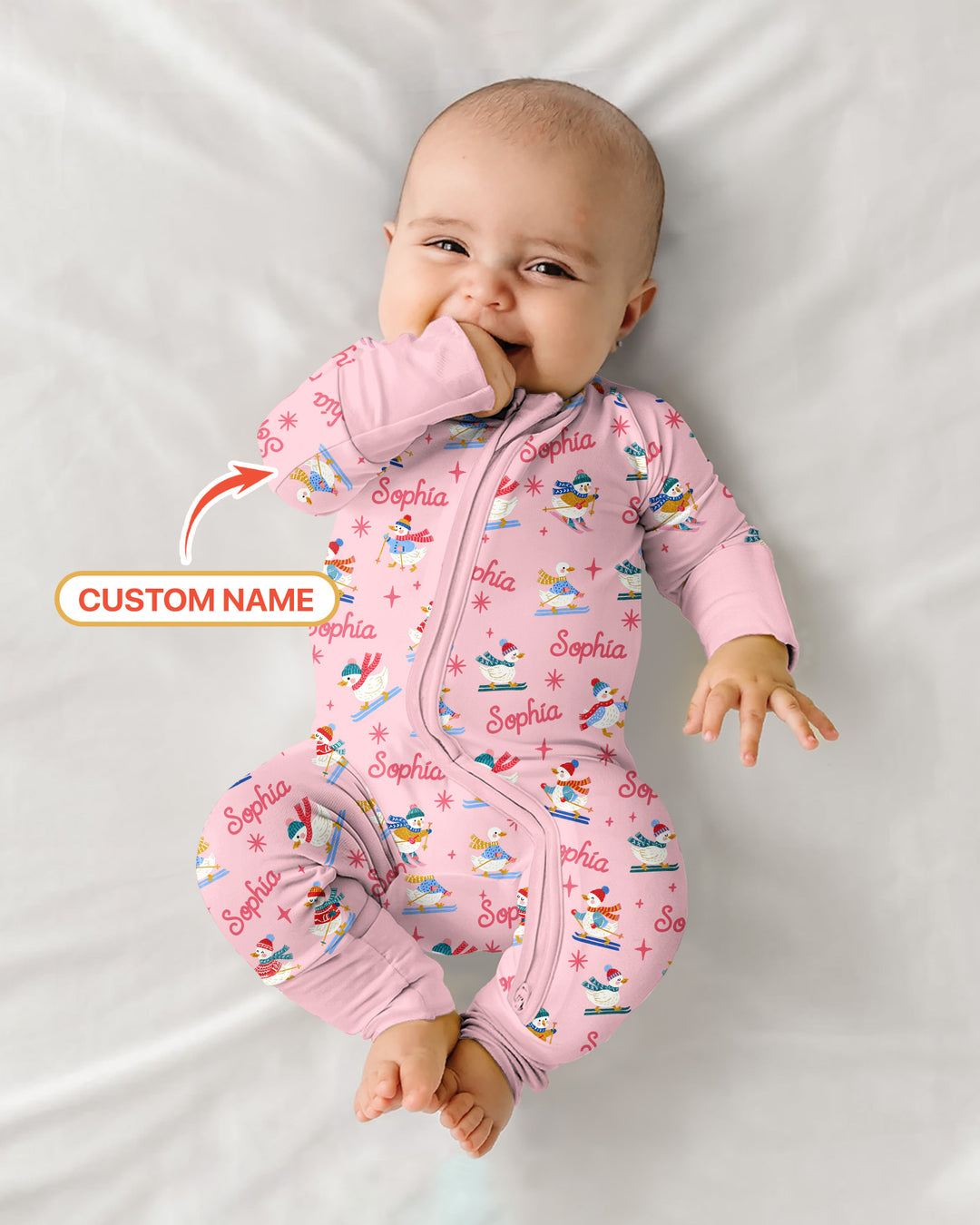 Custom Name Skiing Goose Bamboo Convertible Zippy
