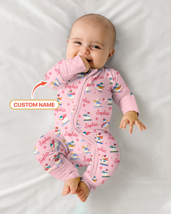 Custom Name Skiing Goose Bamboo Convertible Zippy