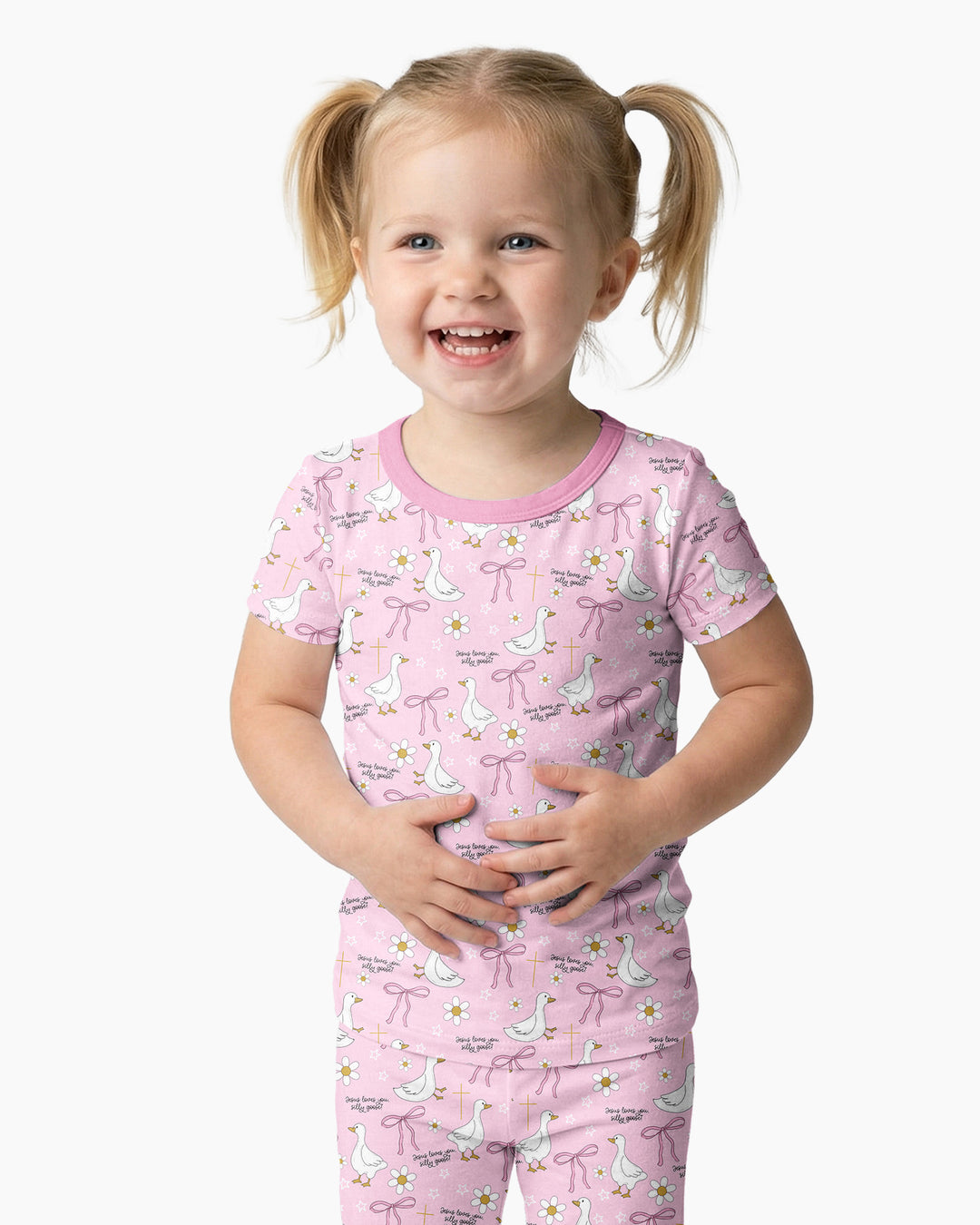 Jesus Loves You Silly Goose Bamboo Two Piece Short Sleeve Pajama Set