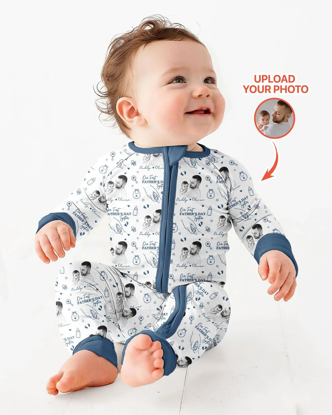 Custom Photo Our First Father's Day Together Bamboo Convertible Zippy