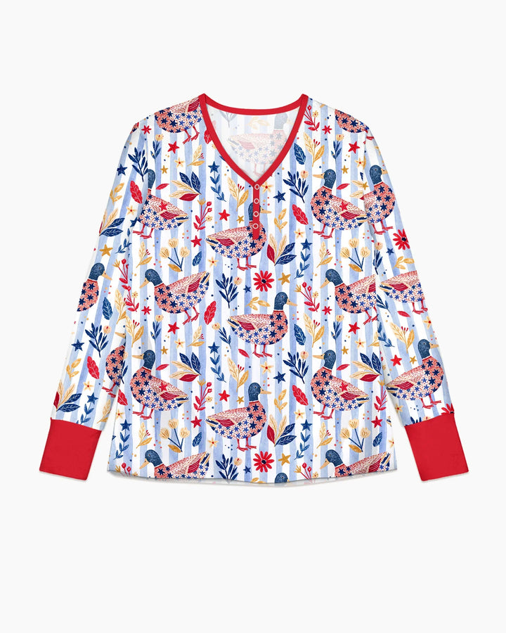 Patriotic Mallard Duck Bamboo Women Pajama Set