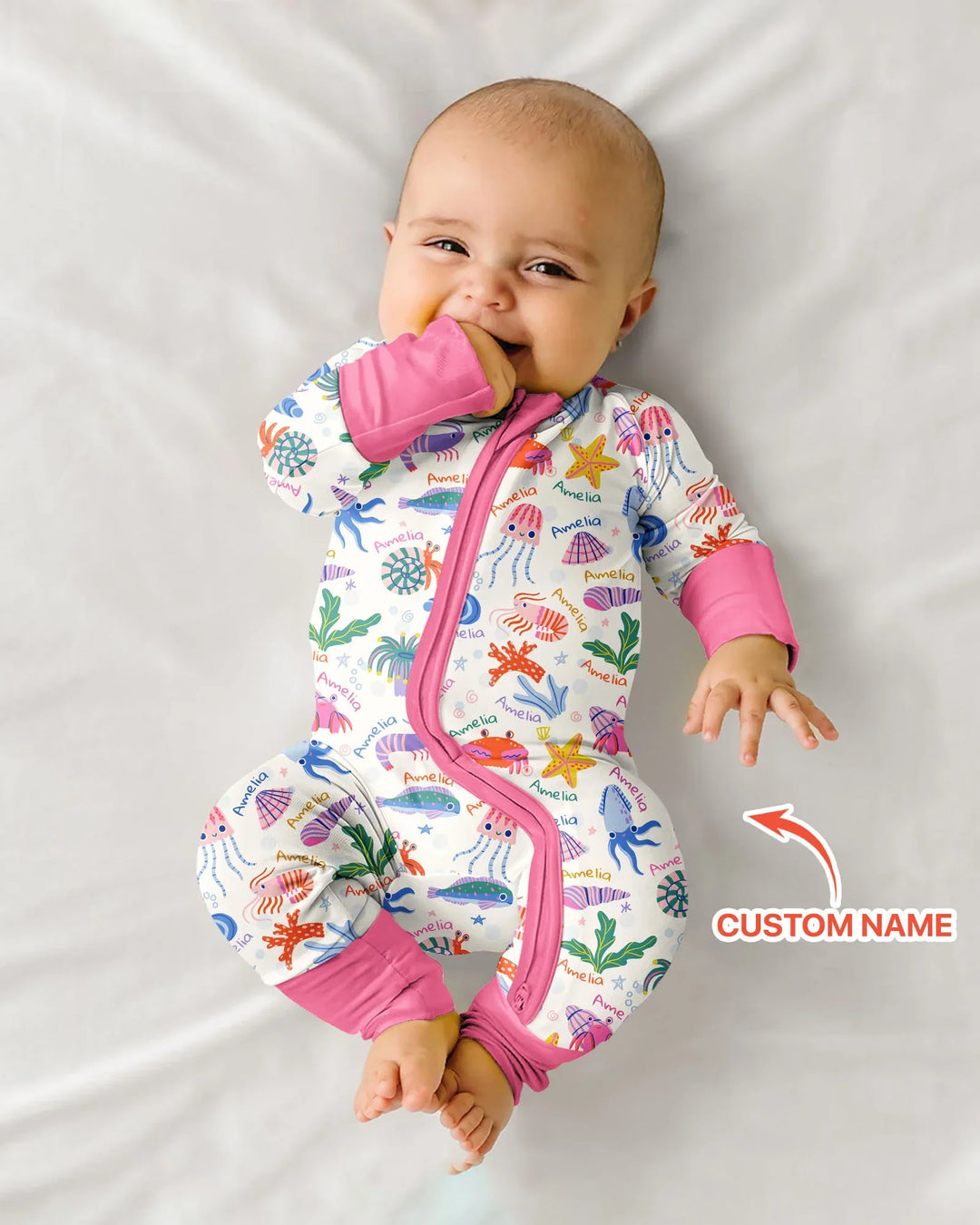 Tide Pool Pals Custom Name Bamboo Convertible Zippy