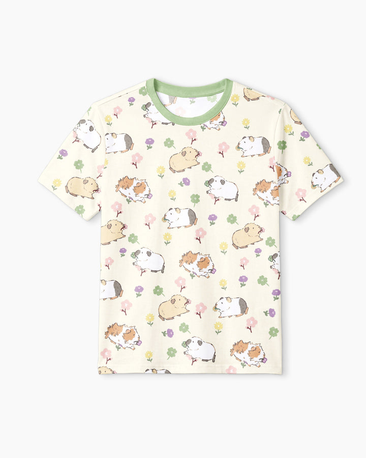 Guinea Pig Garden Bamboo Men Short Sleeve Short Pajama Set
