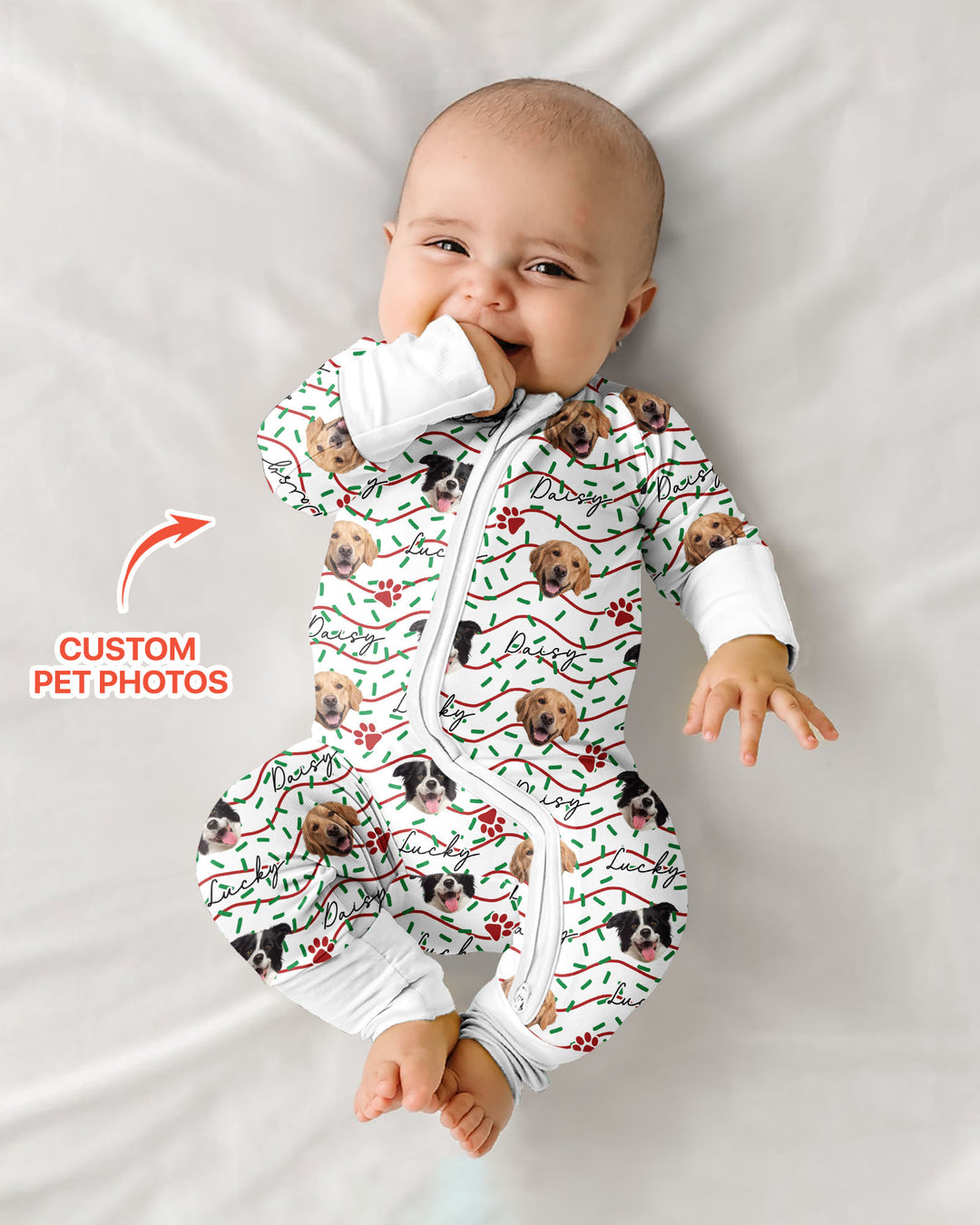 Custom Pet Photo Christmas Sprinkles Bamboo Convertible Zippy