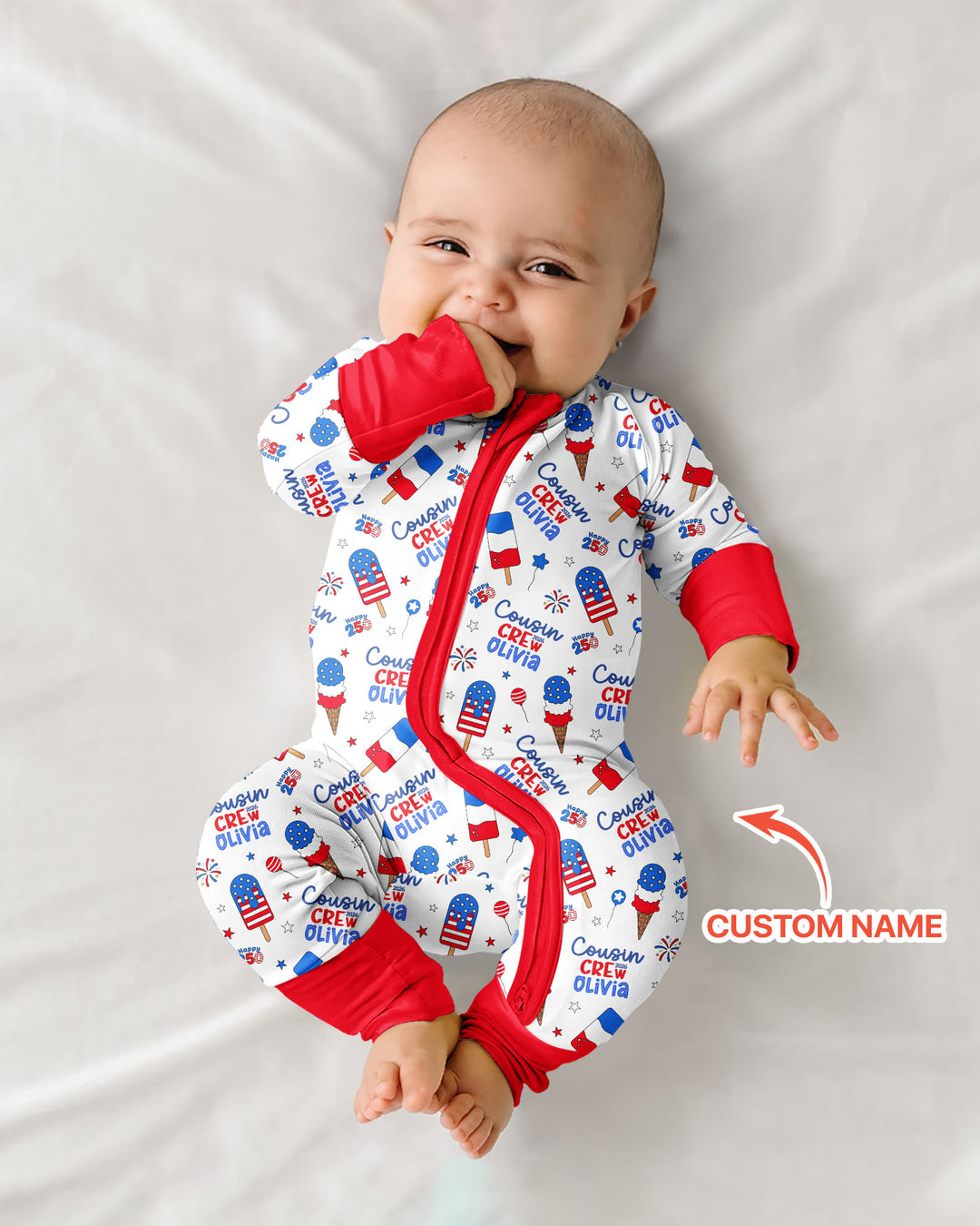 Custom Name 4th of July Cousin Crew Bamboo Convertible Zippy