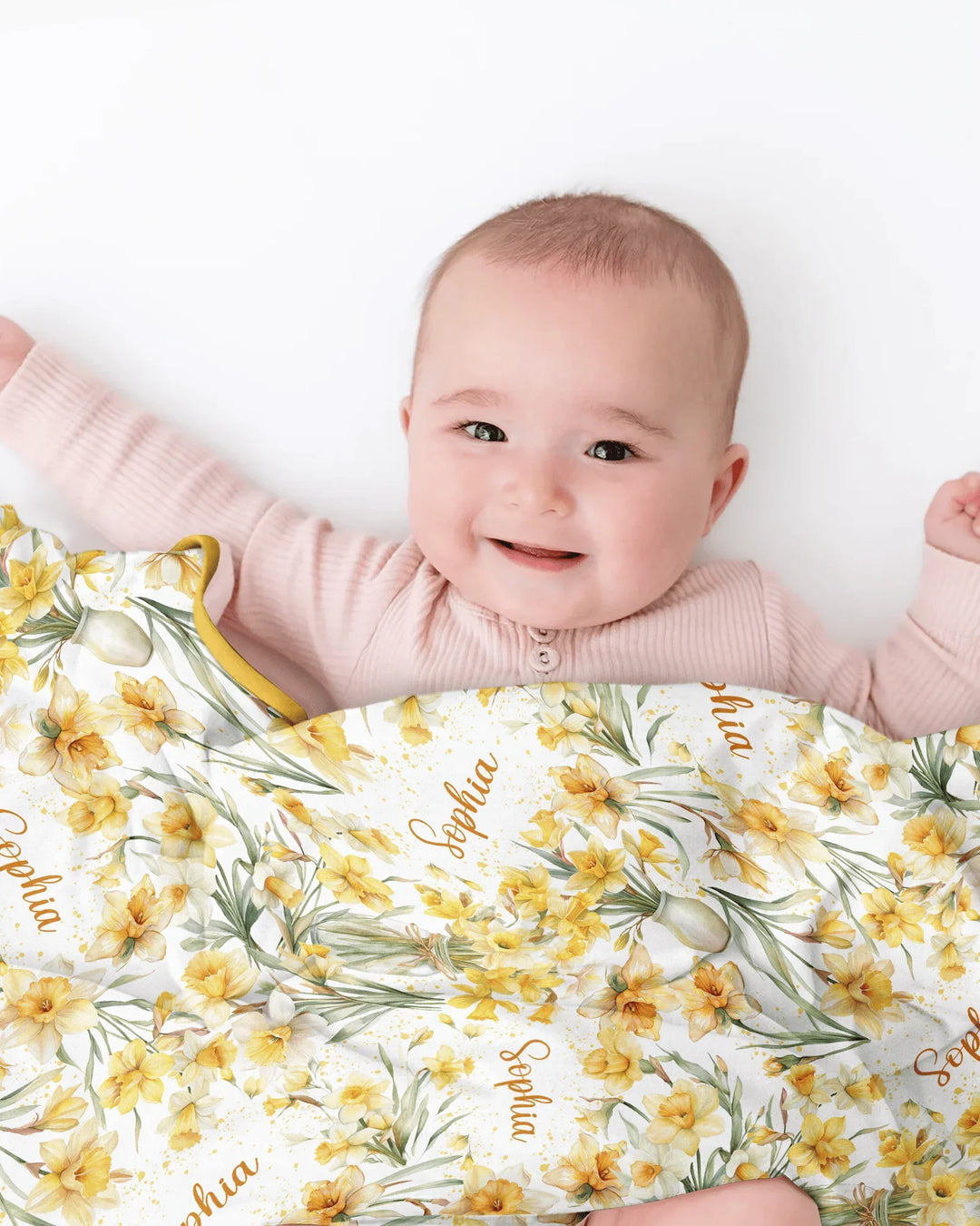 Custom Name Birth Month Flowers Bamboo Blanket