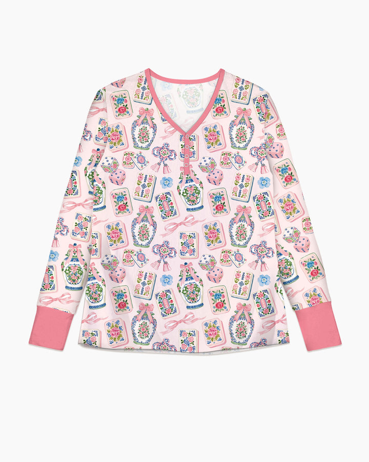Chinoiserie Mahjong Mommy & Me Matching Bamboo Women Pajama Set