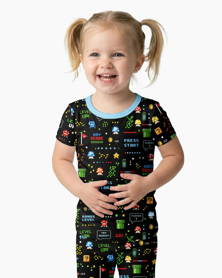 Pixel Game Lover Matching Bamboo Two Piece Short Sleeve Pajama Set