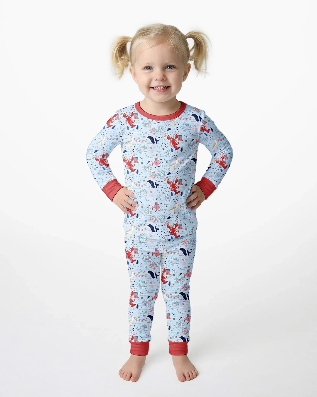 250 Summers Strong Matching Family Bamboo Two Piece Long Sleeve Pajama Set
