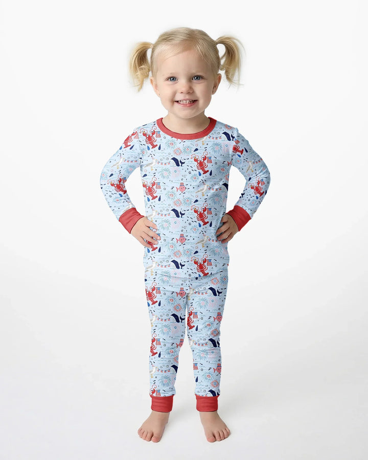 250 Summers Strong Matching Family Bamboo Two Piece Long Sleeve Pajama Set