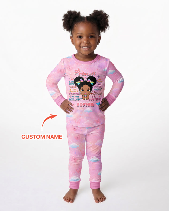 Black Princess I Am BeautifulBamboo Two Piece Long Sleeve Pajama Set