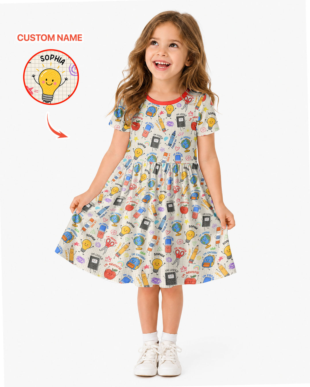 School Squad Custom Name Bamboo Twirl Dress