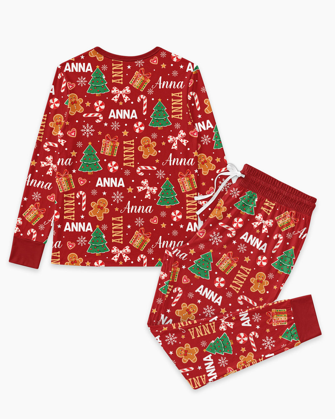 Custom Name Christmas Crew Family Matching Bamboo Women Pajama Set