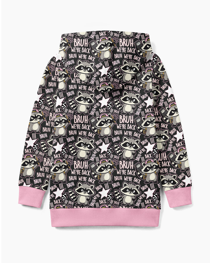 Bruh We're Back Raccoon Bamboo Zip Hoodie