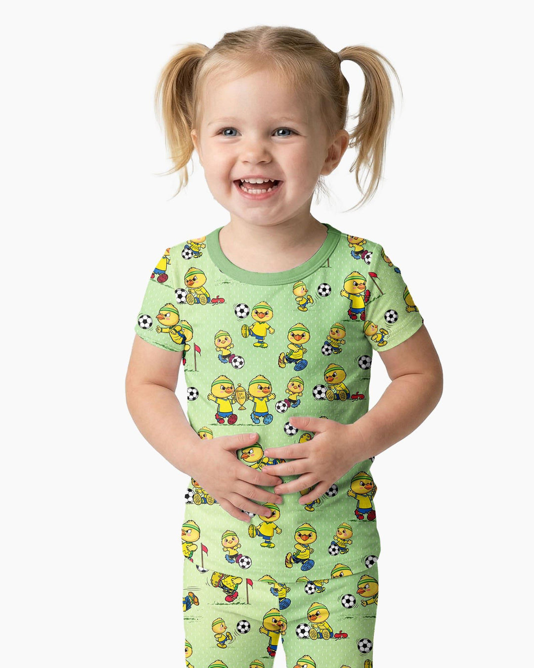 Brasil Soccer Fan Family Matching Bamboo Two Piece Short Sleeve Pajama Set