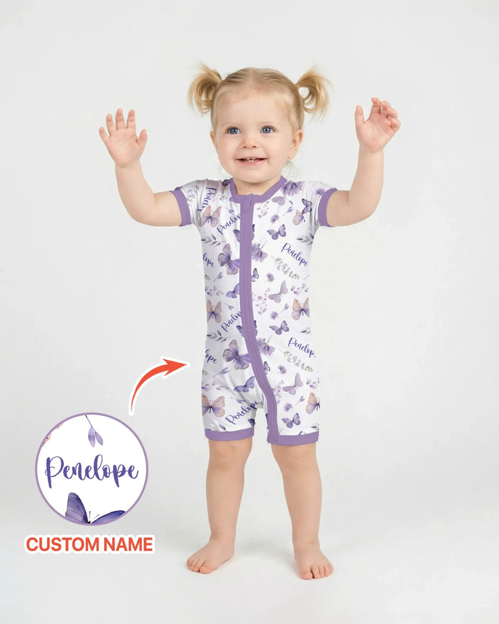 Custom Name Lilac Bloom Bamboo Shorty Zippy