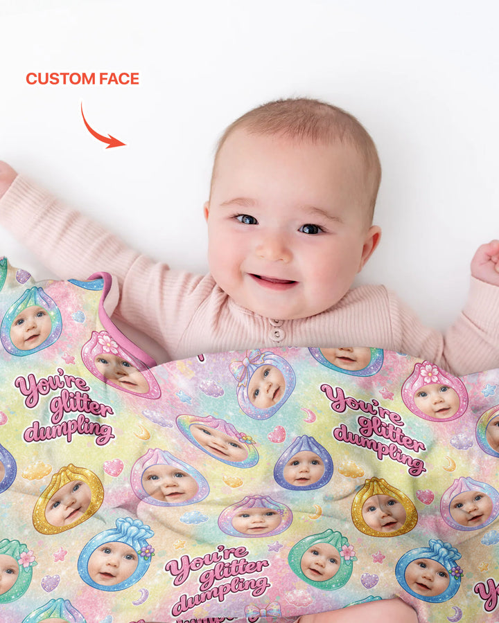 Custom Photo You're Glitter Dumpling Bamboo Blanket