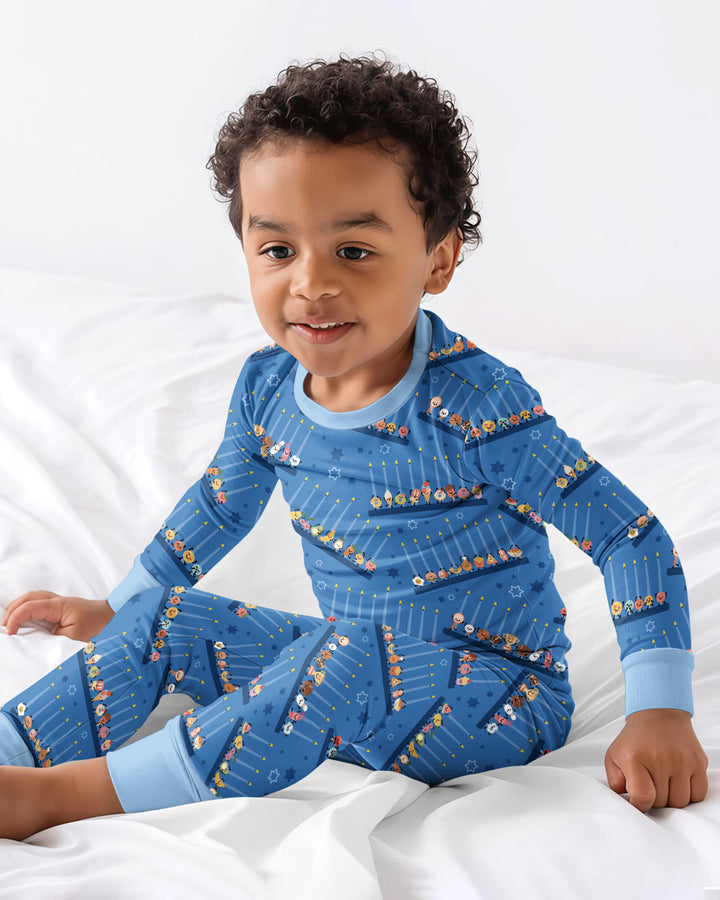 Hanukkah Cozy Night Bamboo Two Piece Long Sleeve Pajama Set