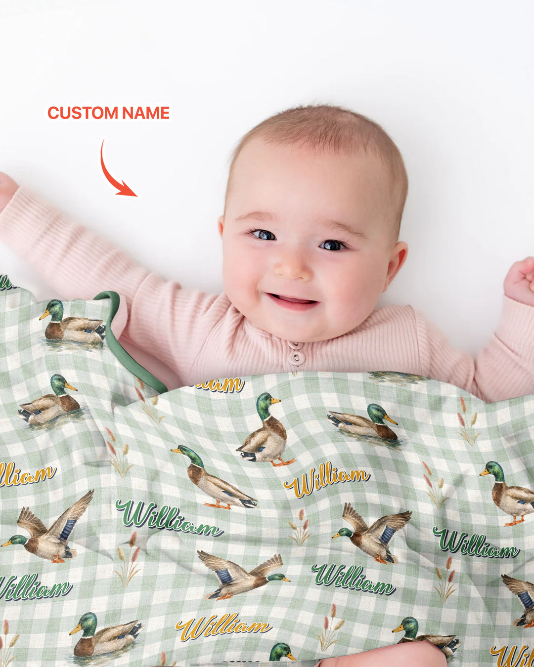 Mallard Duck Custom Name Bamboo Blanket