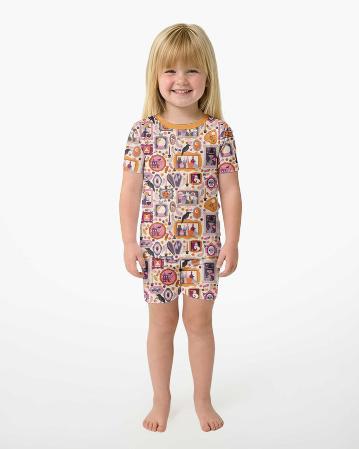 Spooky Portraits Bamboo Two Piece Short Sleeve Shorts Pajama Set