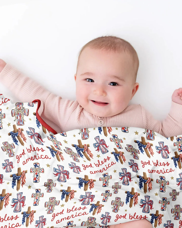 God Bless America Family Matching Bamboo Blanket